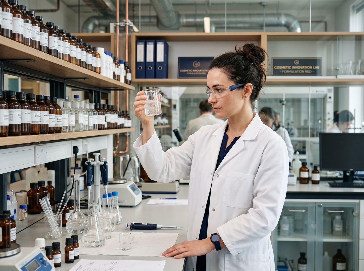 R&D chemist developing a cosmetic formulation